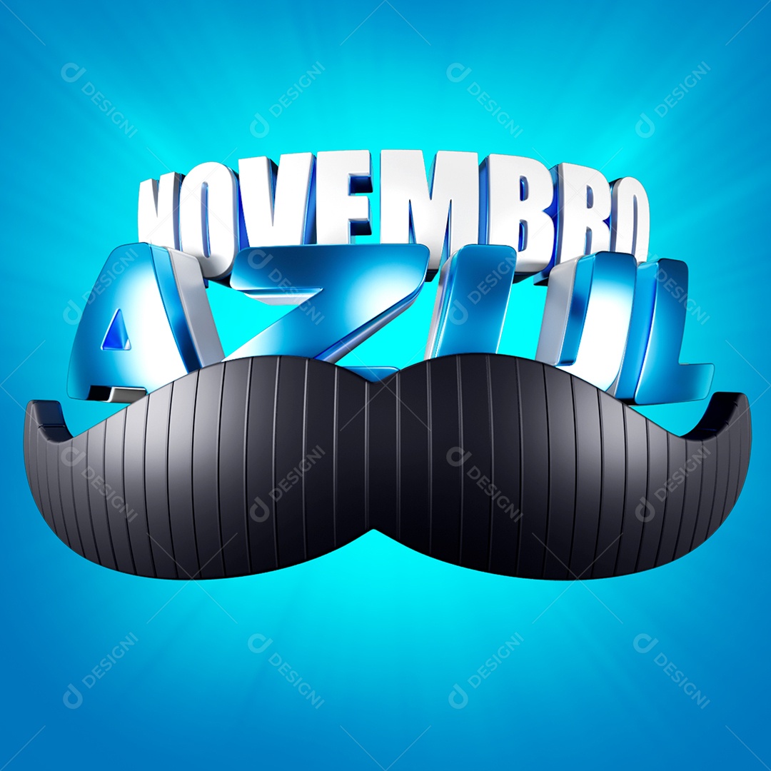 Selo 3D Novembro Azul para Composição PSD