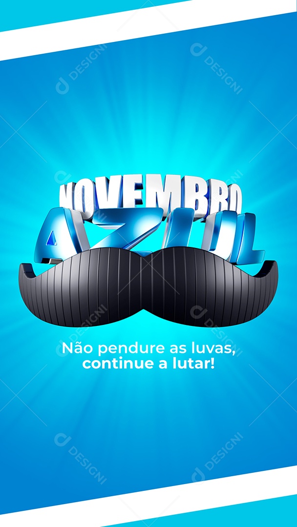 Selo 3D Novembro Azul para Composição PSD