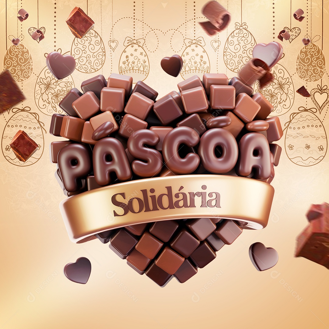 Páscoa Solidaria Selo 3D para Composição PSD