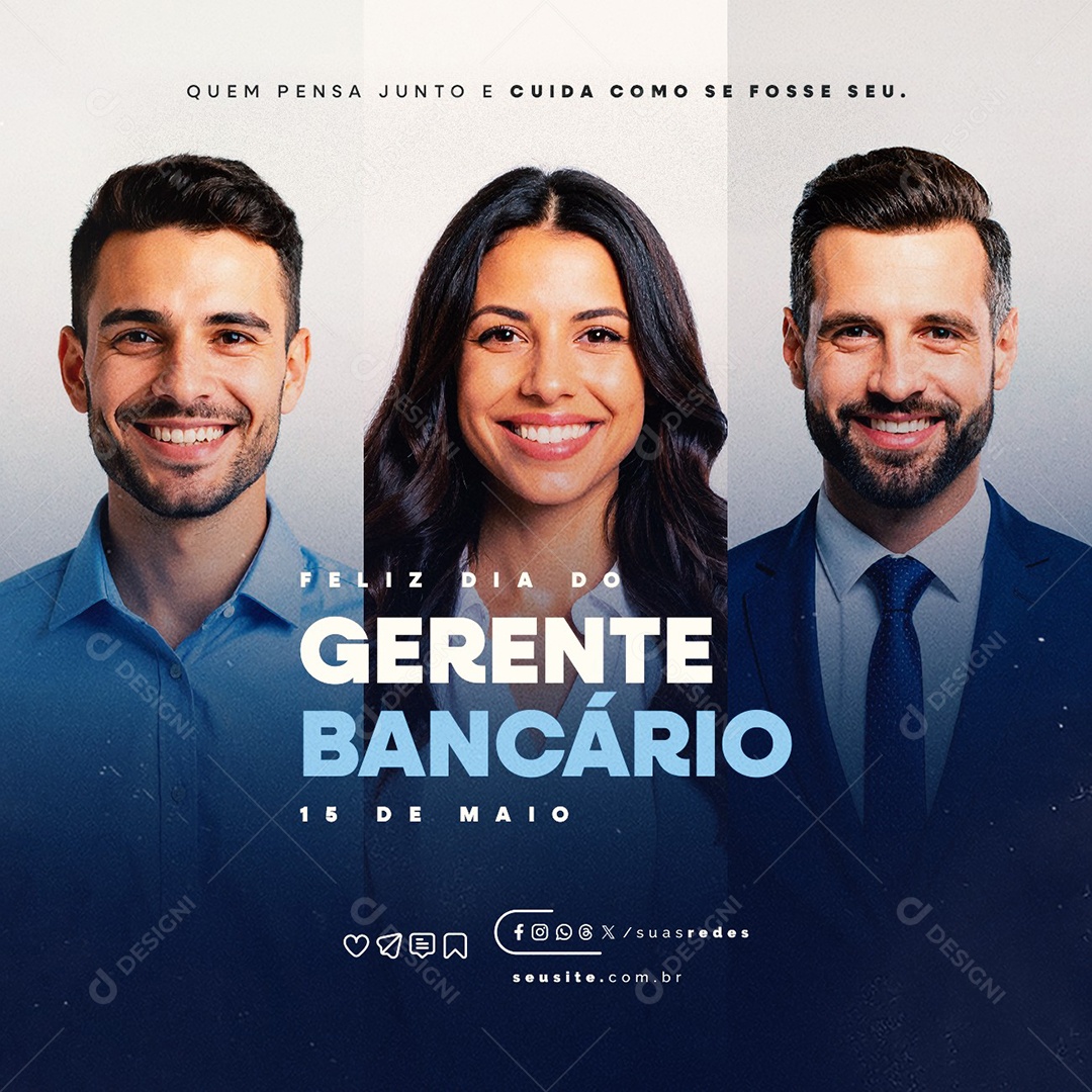 Feliz Dia do Gerente Bancário 15 de Maio Social Media PSD Editável