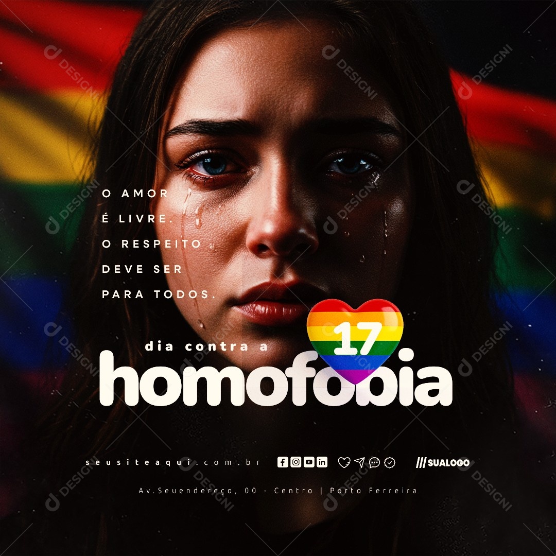 Dia Contra a Homofobia 17 de Maio Social Media PSD Editável