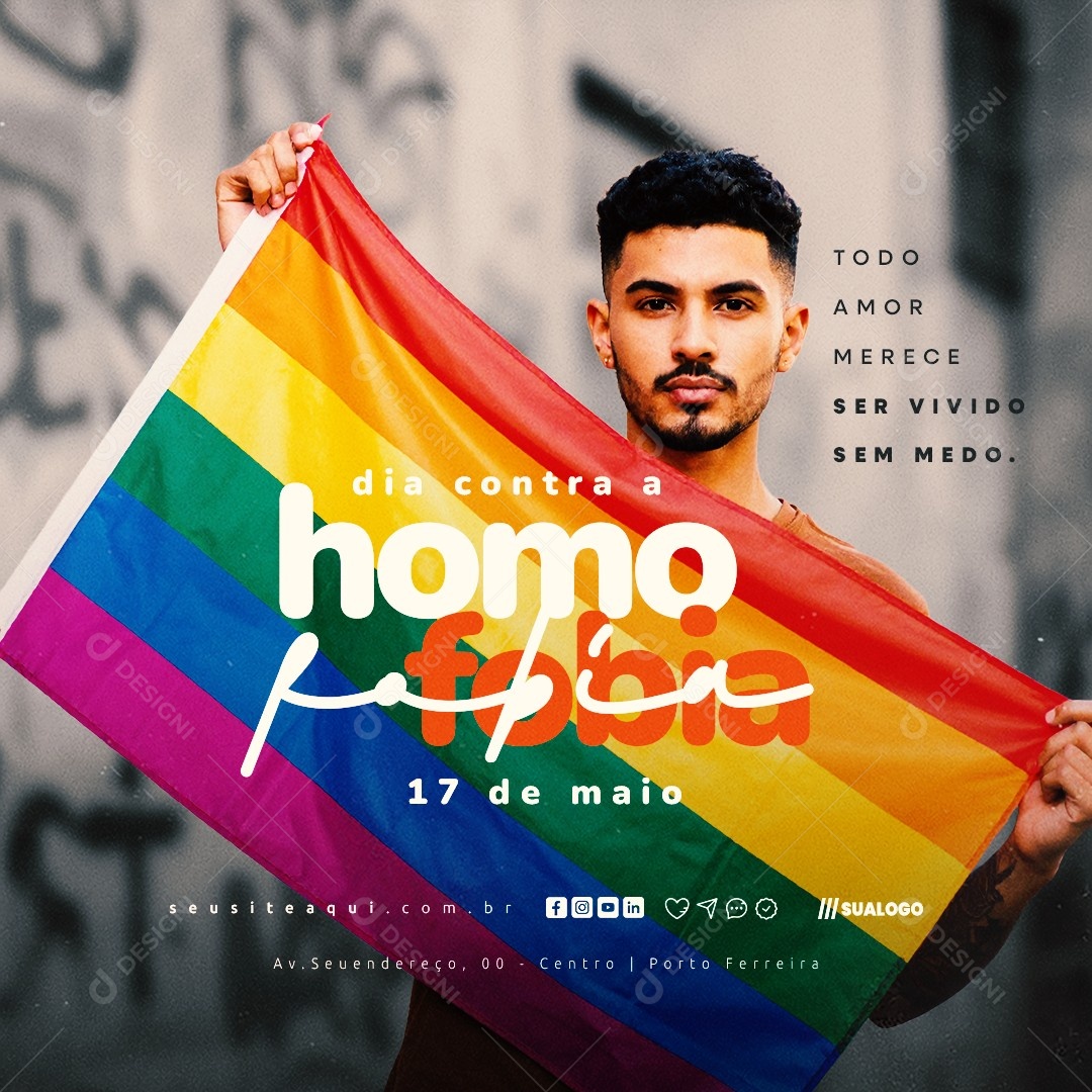 Dia Contra a Homofobia 17 de Maio Social Media PSD Editável