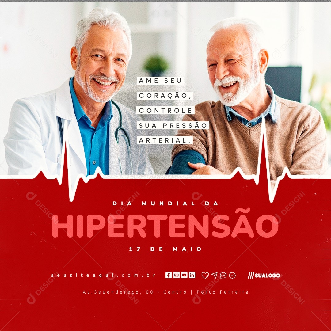 Dia Nacional da Hipertensão 17 de Maio Social Media PSD Editável
