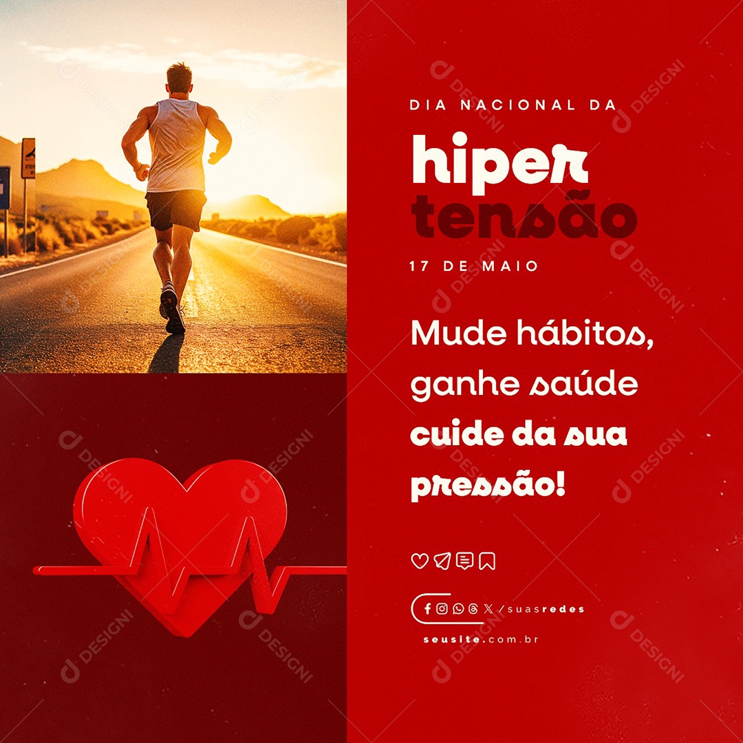 Dia Nacional da Hipertensão 17 de Maio Social Media PSD Editável
