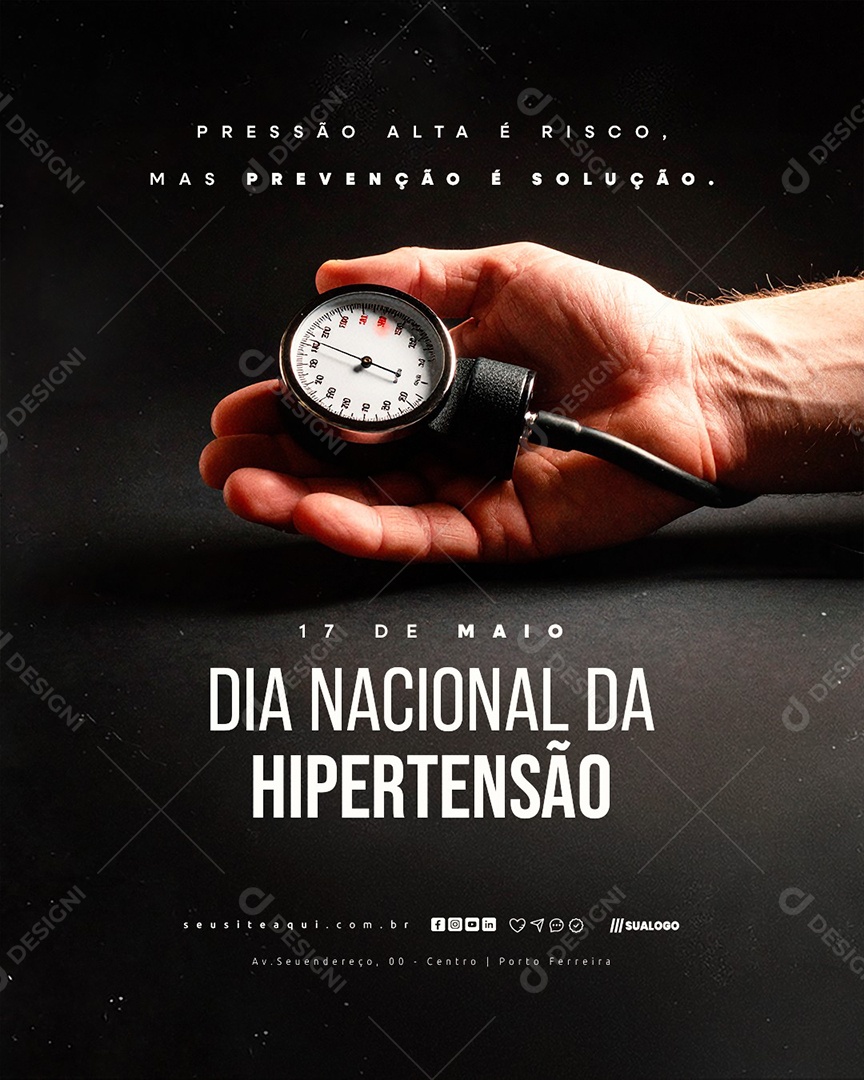 Dia Nacional da Hipertensão 17 de Maio Social Media PSD Editável