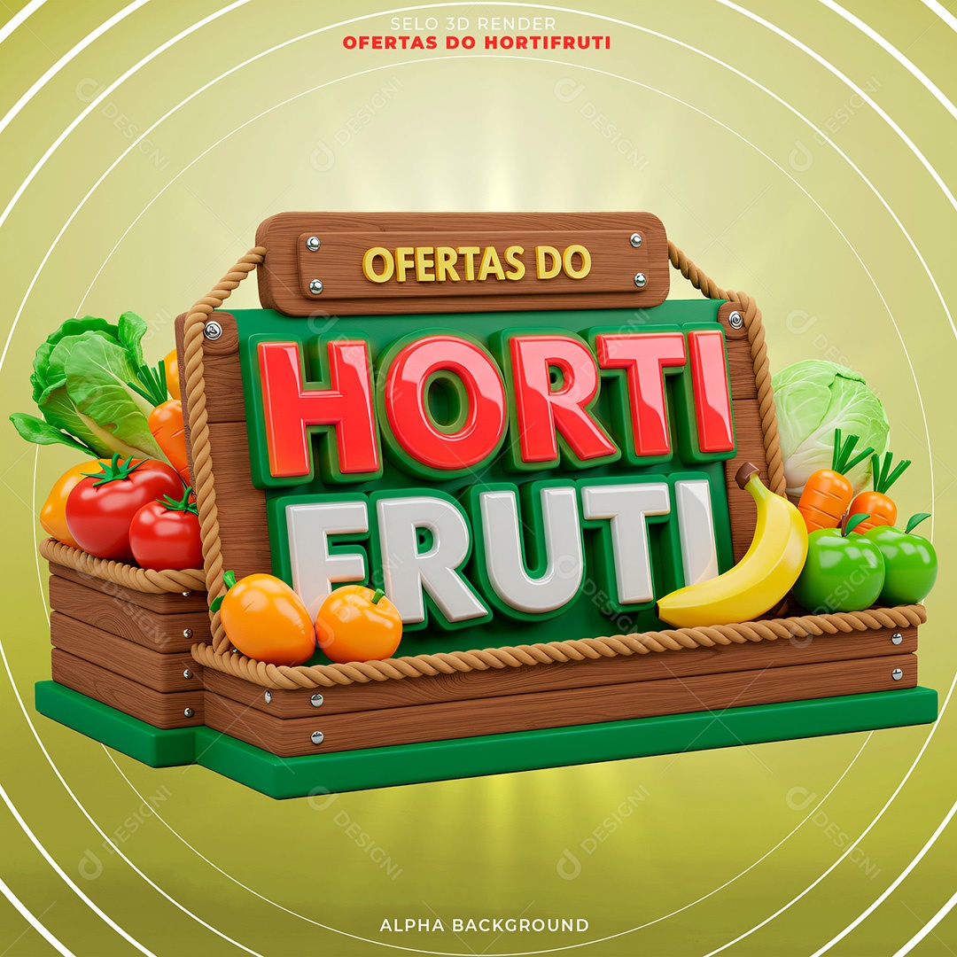 Selo 3D Ofertas do Hortifruti Para Composição PSD