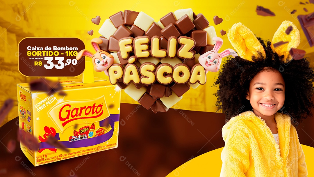 Páscoa de Ofertas Páscoa de Ofertas Supermercado bombom Social Media PSD Editável