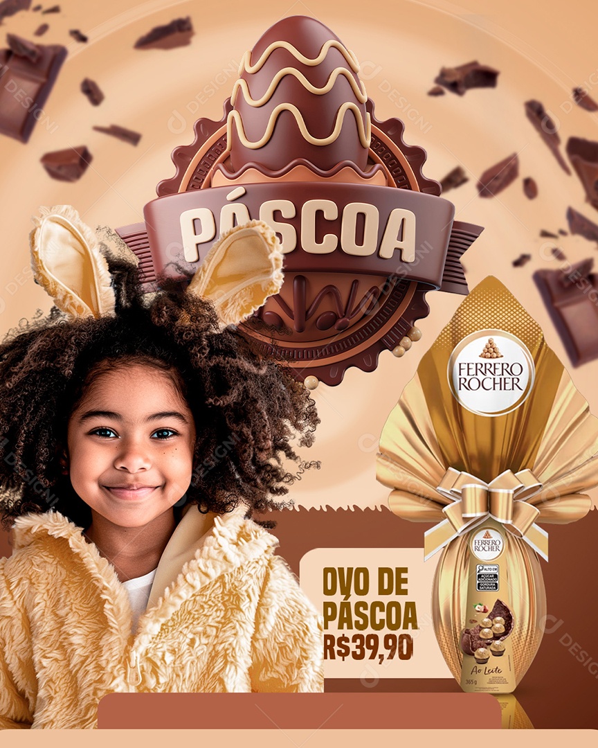 Páscoa Supermercado Ovo de Páscoa Social Media PSD Editável