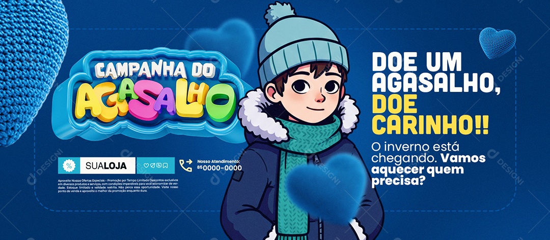 Banner Campanha do Agasalho Loja de Roupas Doe um Agasalho Social Media PSD Editável