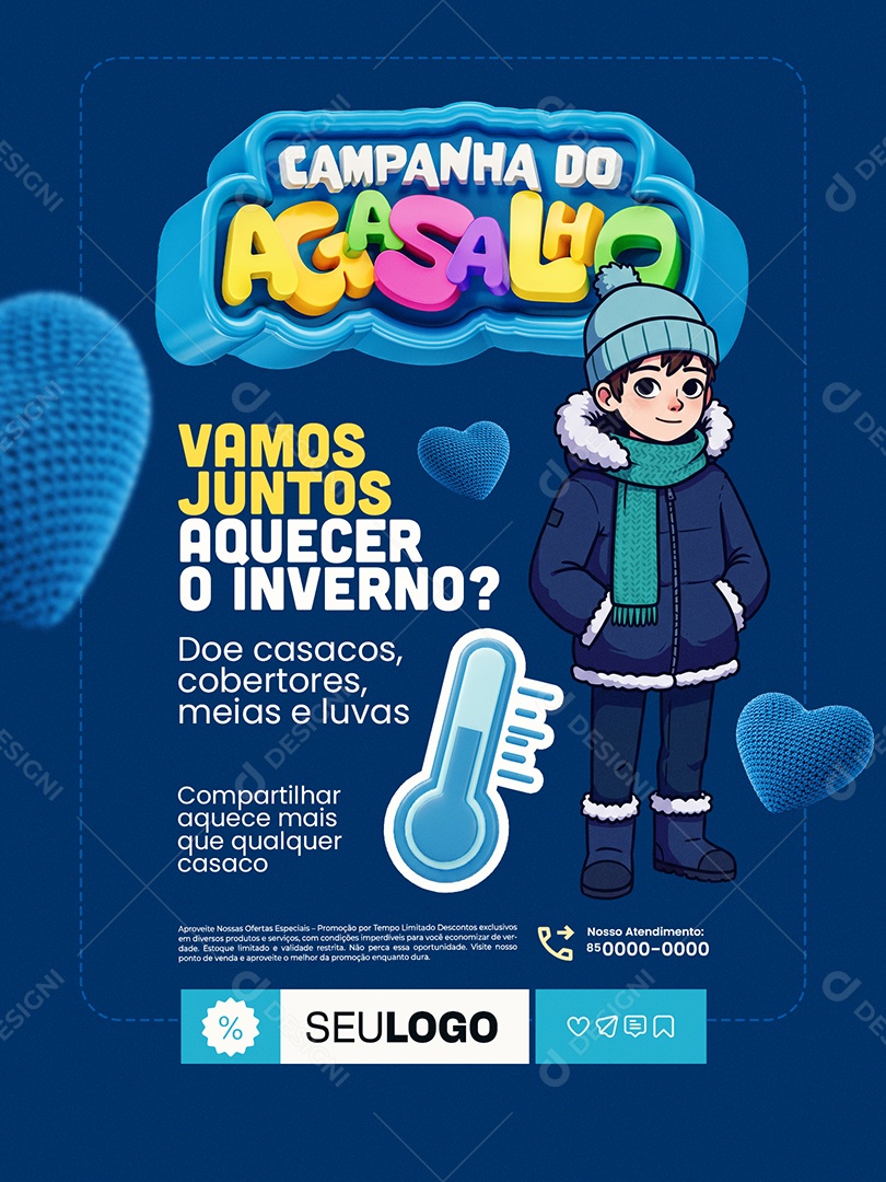 Campanha do Agasalho Loja de Roupas Encarte Doe Casacos Cobertores Social Media PSD Editável