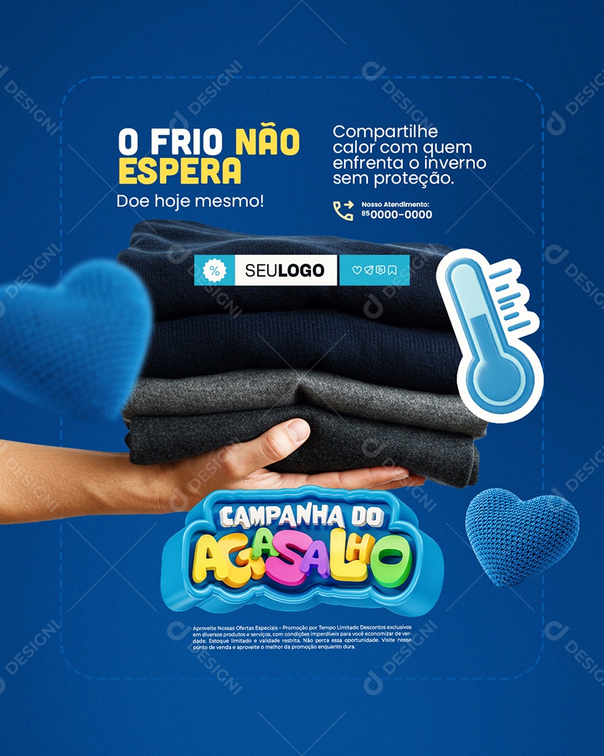 Campanha do Agasalho Loja de Roupas O Frio Não Espera Social Media PSD Editável