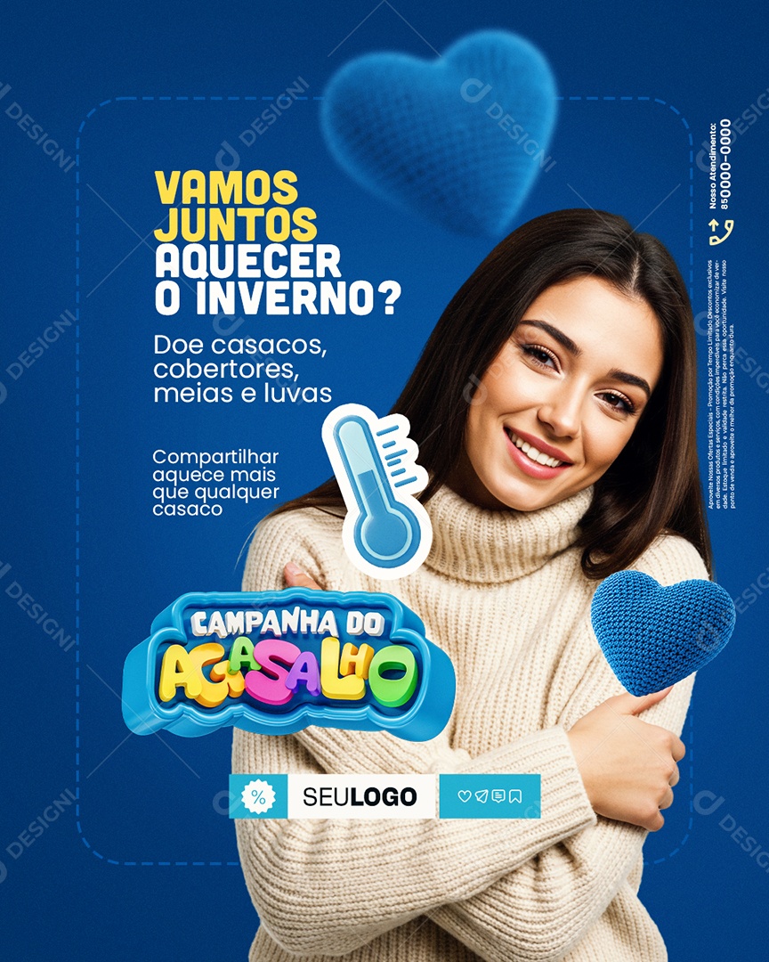 Campanha do Agasalho Loja de Roupas Doe Casacos Cobertores Social Media PSD Editável