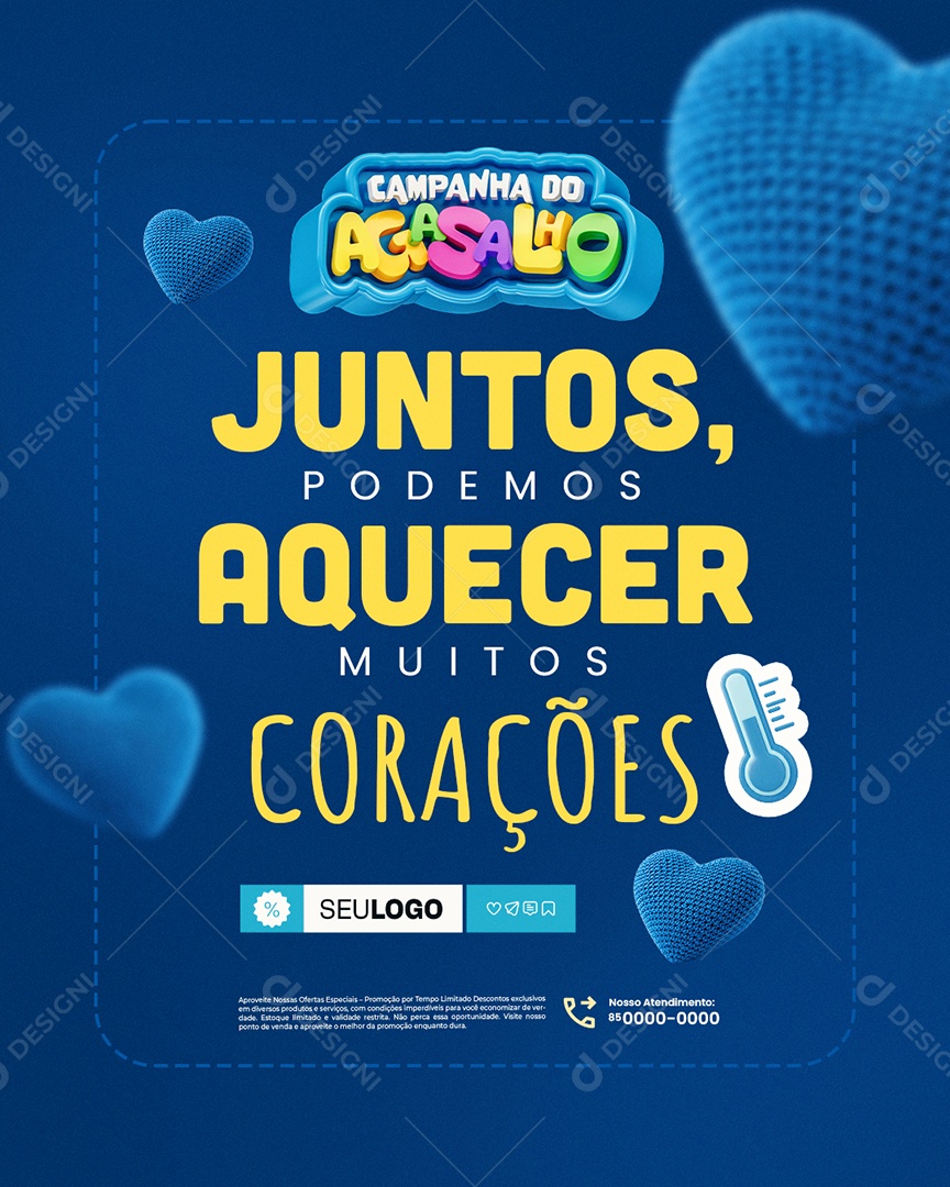 Campanha do Agasalho Loja de Roupas Juntos Podemos Aquecer Social Media PSD Editável