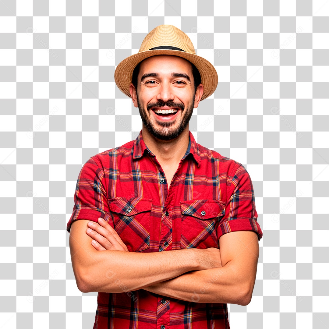 Homem com Roupa de Festa Junina PNG Transparente