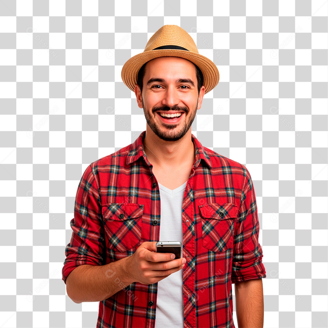 Homem com Roupa de Festa Junina PNG Transparente