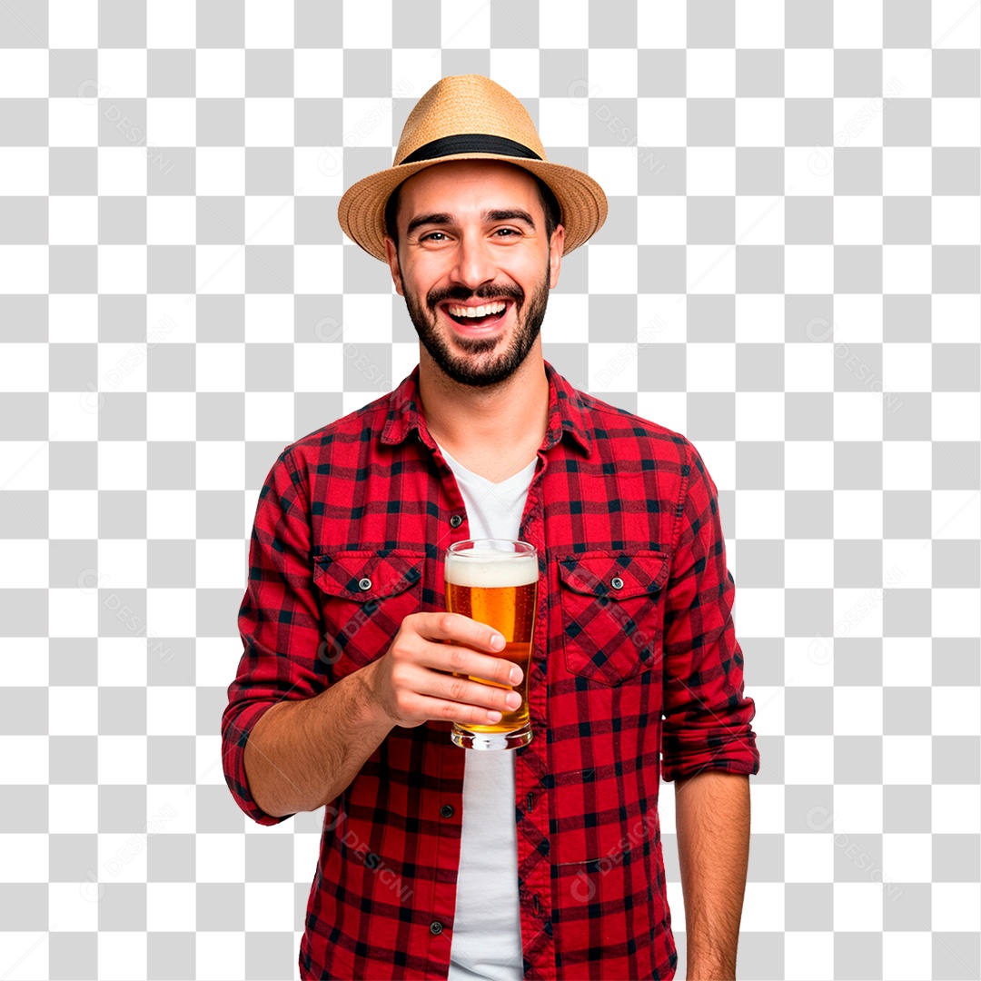 Homem com Copo de Cerveja PNG Transparente