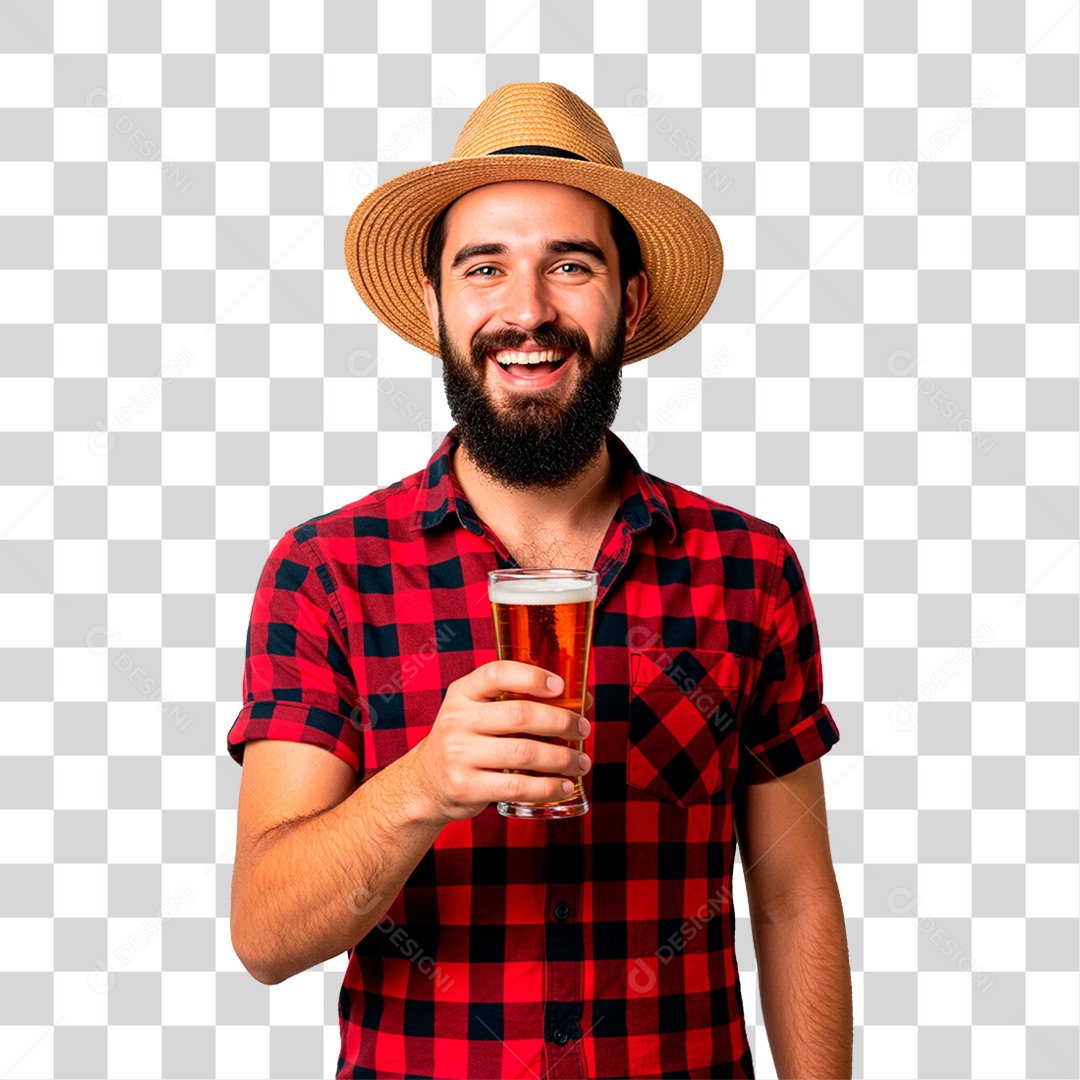 Homem com Copo de Cerveja PNG Transparente