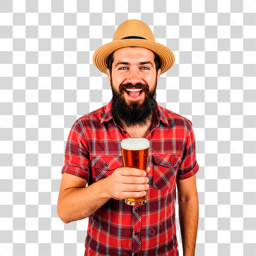 Homem com Copo de Cerveja PNG Transparente