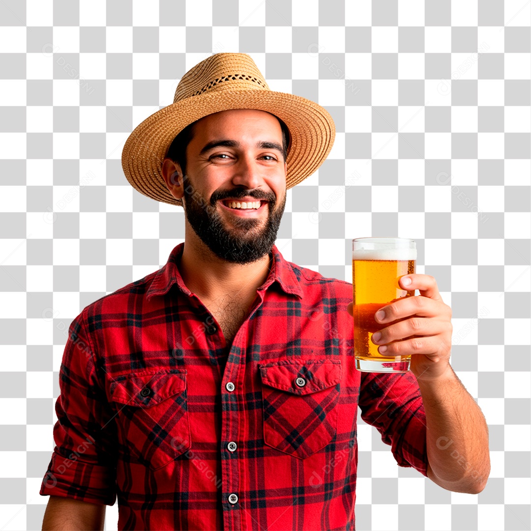 Homem com Copo de Cerveja PNG Transparente