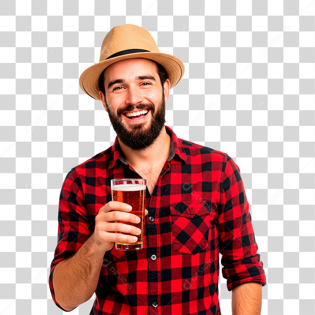 Homem com Copo de Cerveja PNG Transparente