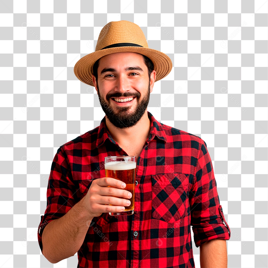 Homem com Copo de Cerveja PNG Transparente