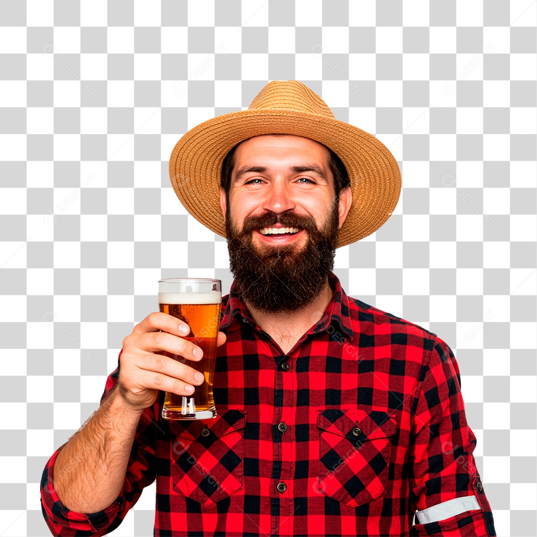 Homem com Copo de Cerveja PNG Transparente