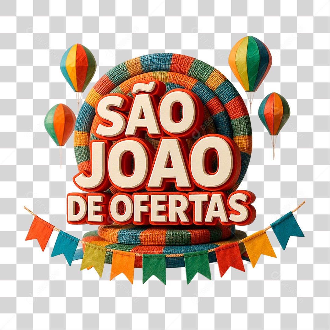 Selo 3D São João de Ofertas PNG Transparente