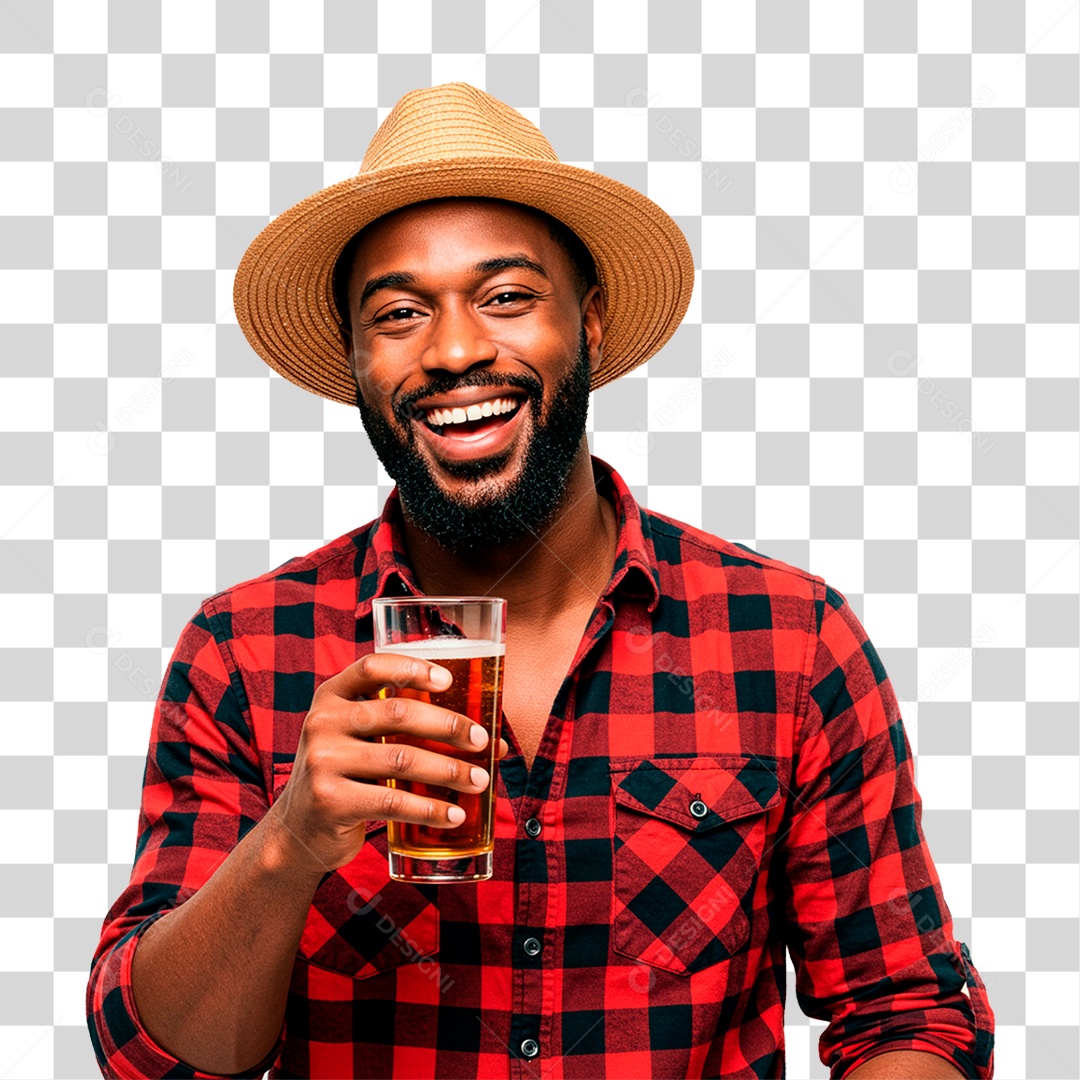 Homem com Copo de Cerveja PNG Transparente