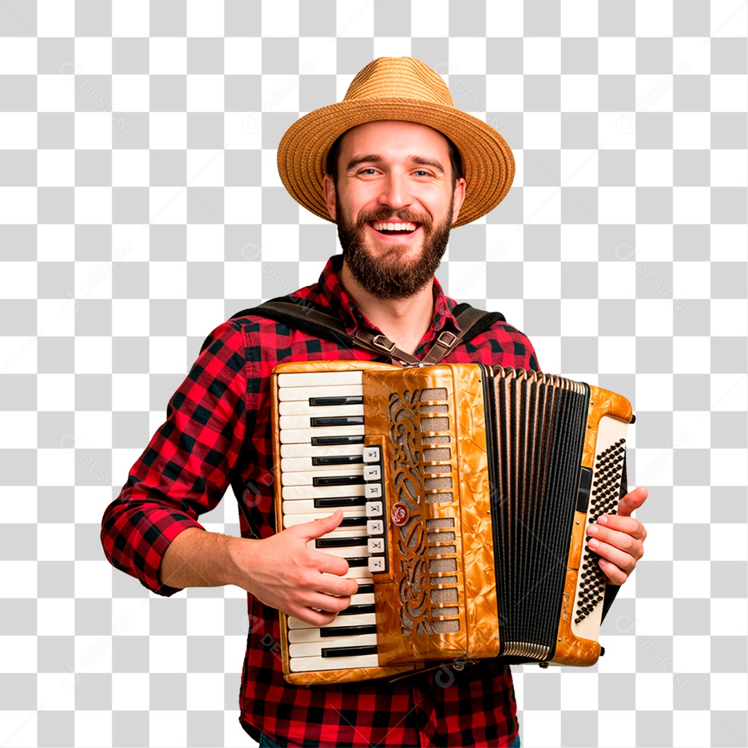 Homem com Sanfona PNG Transparente