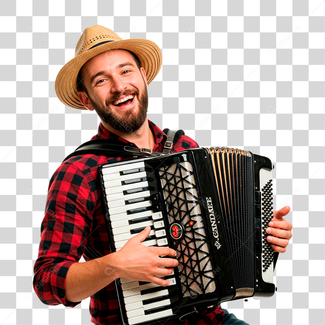 Homem com Sanfona PNG Transparente