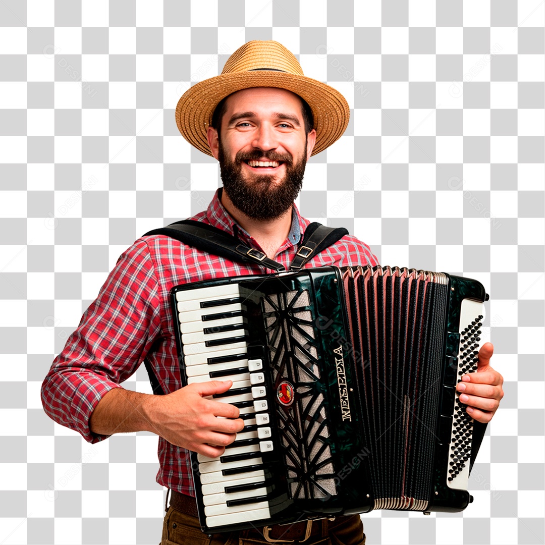 Homem com Sanfona PNG Transparente