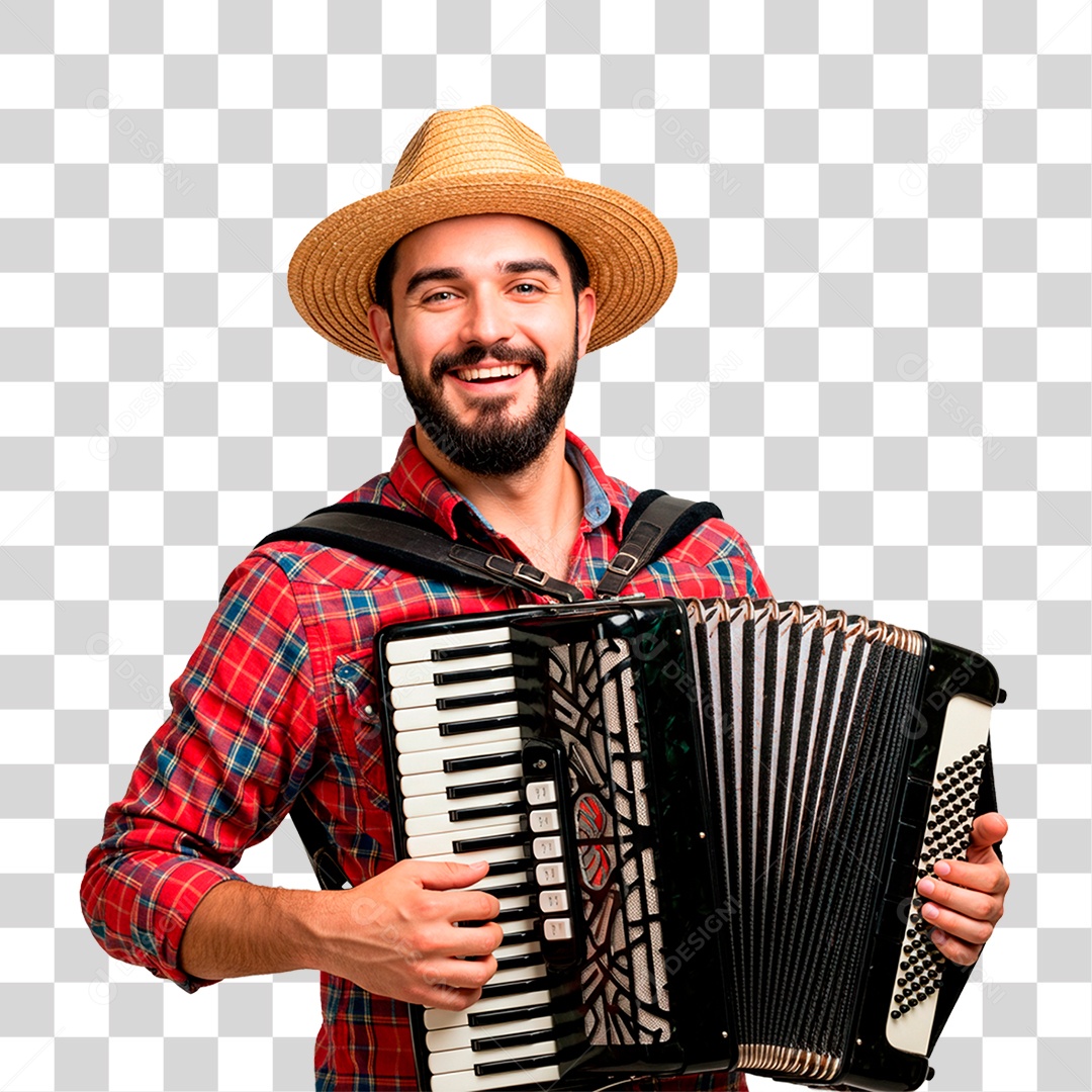 Homem com Sanfona PNG Transparente