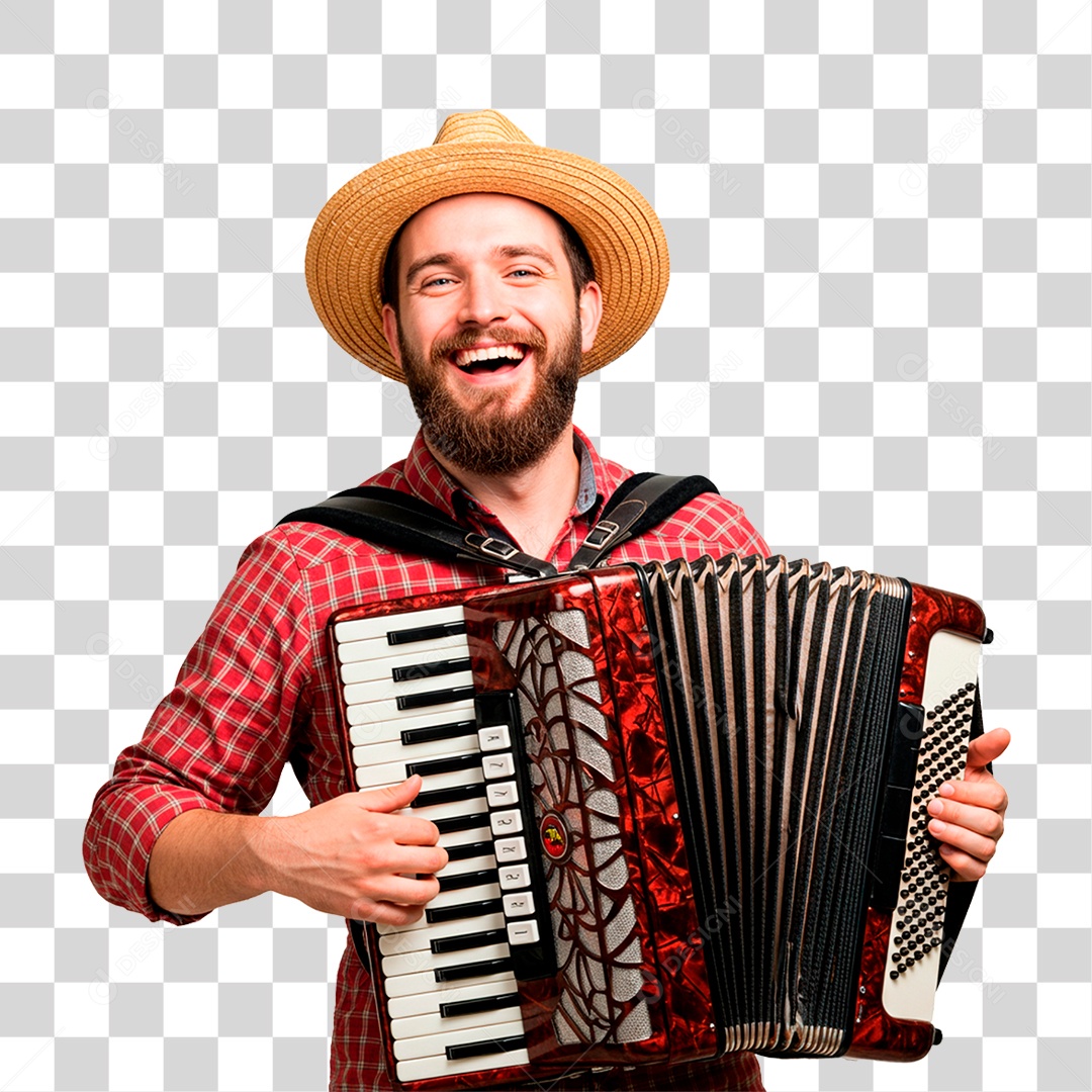 Homem com Sanfona PNG Transparente