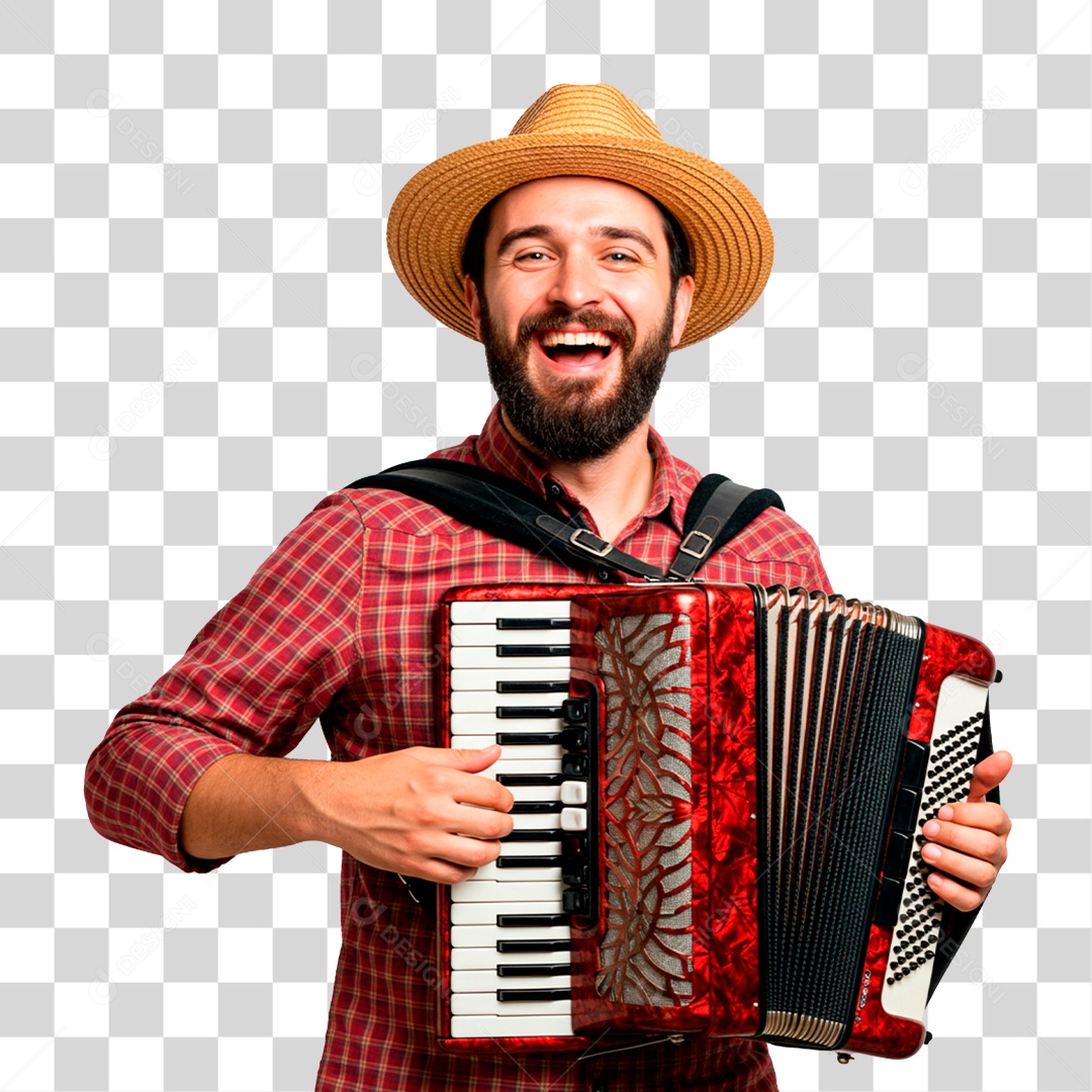 Homem com Sanfona PNG Transparente