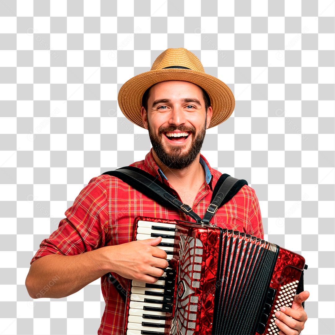 Homem com Sanfona PNG Transparente