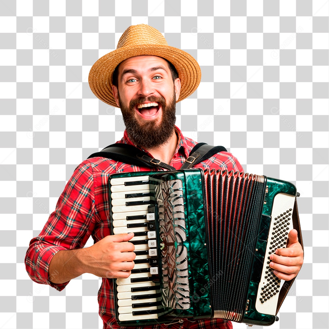 Homem com Sanfona PNG Transparente