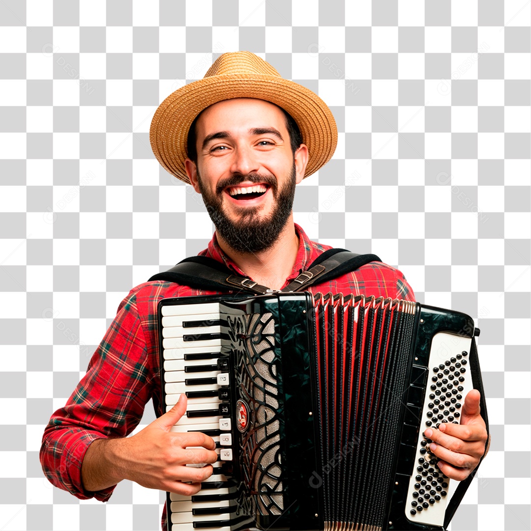 Homem com Sanfona PNG Transparente