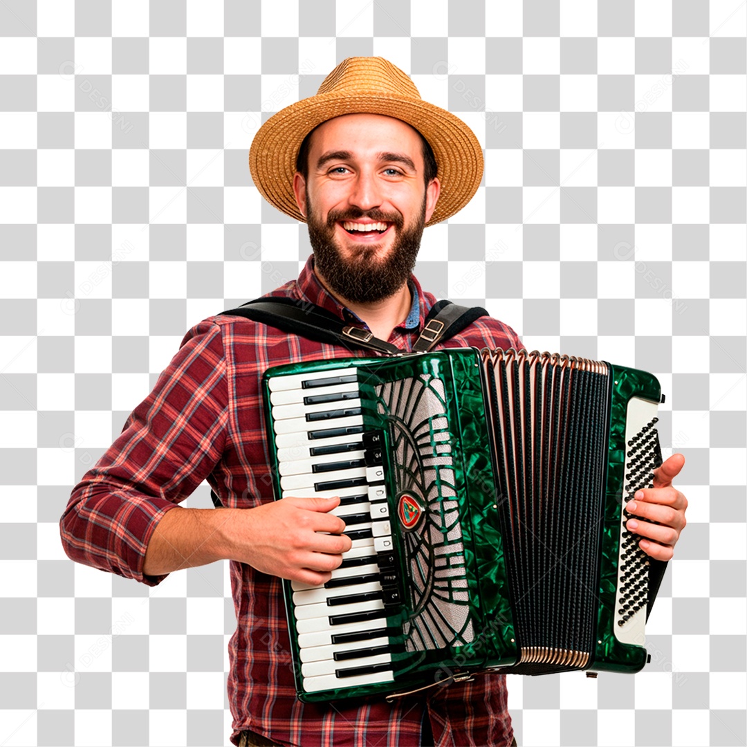 Homem com Sanfona PNG Transparente