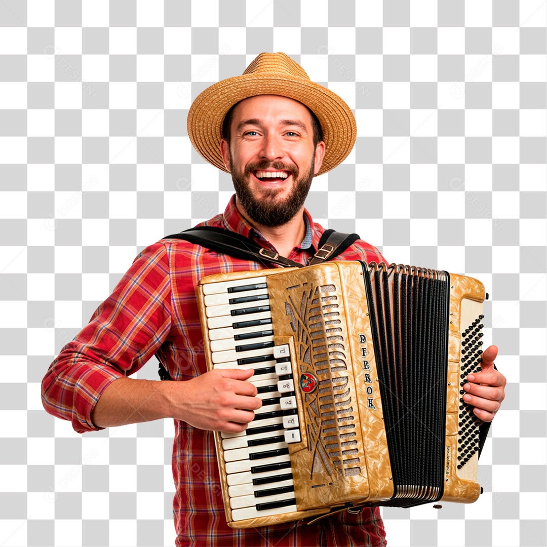 Homem com Sanfona PNG Transparente
