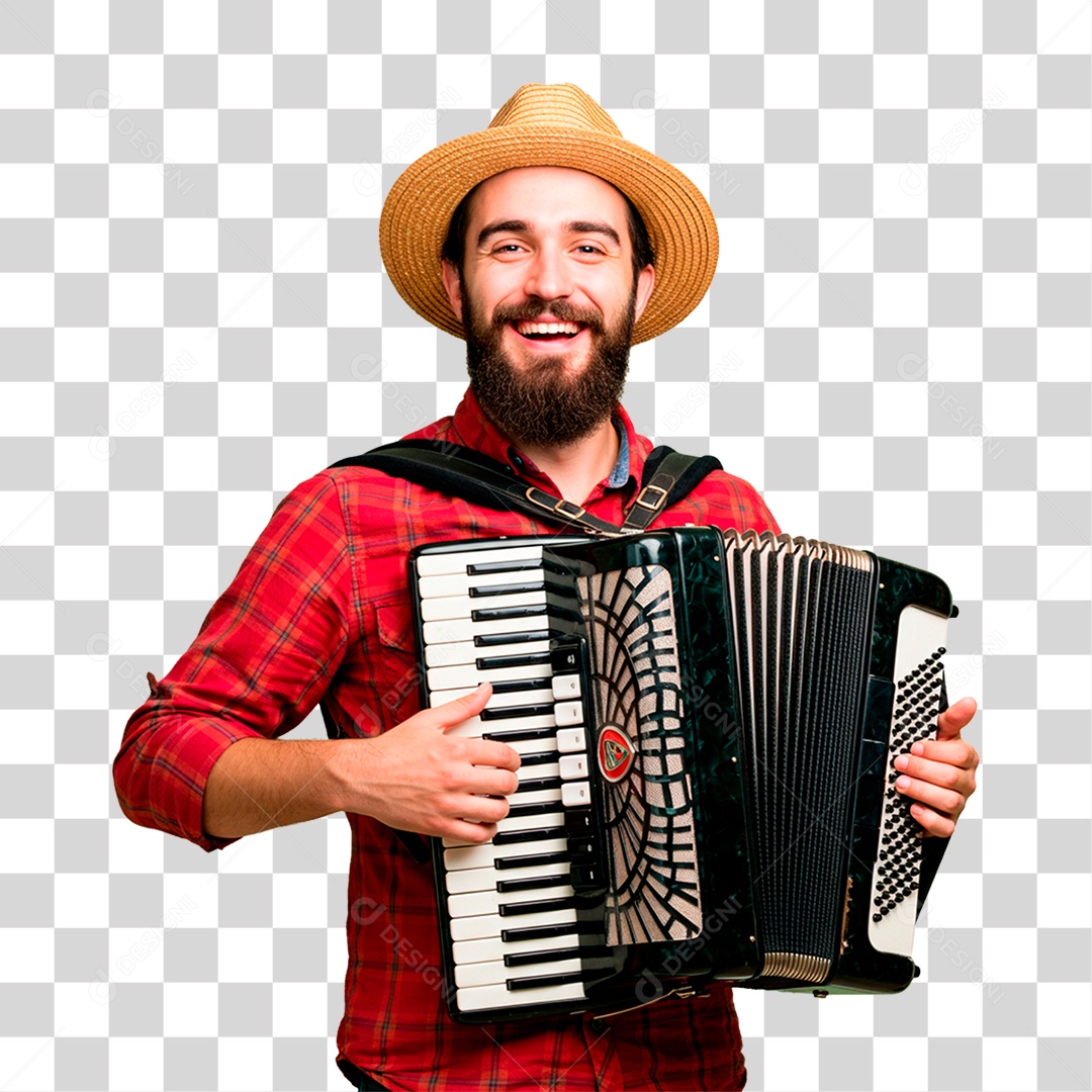 Homem com Sanfona PNG Transparente