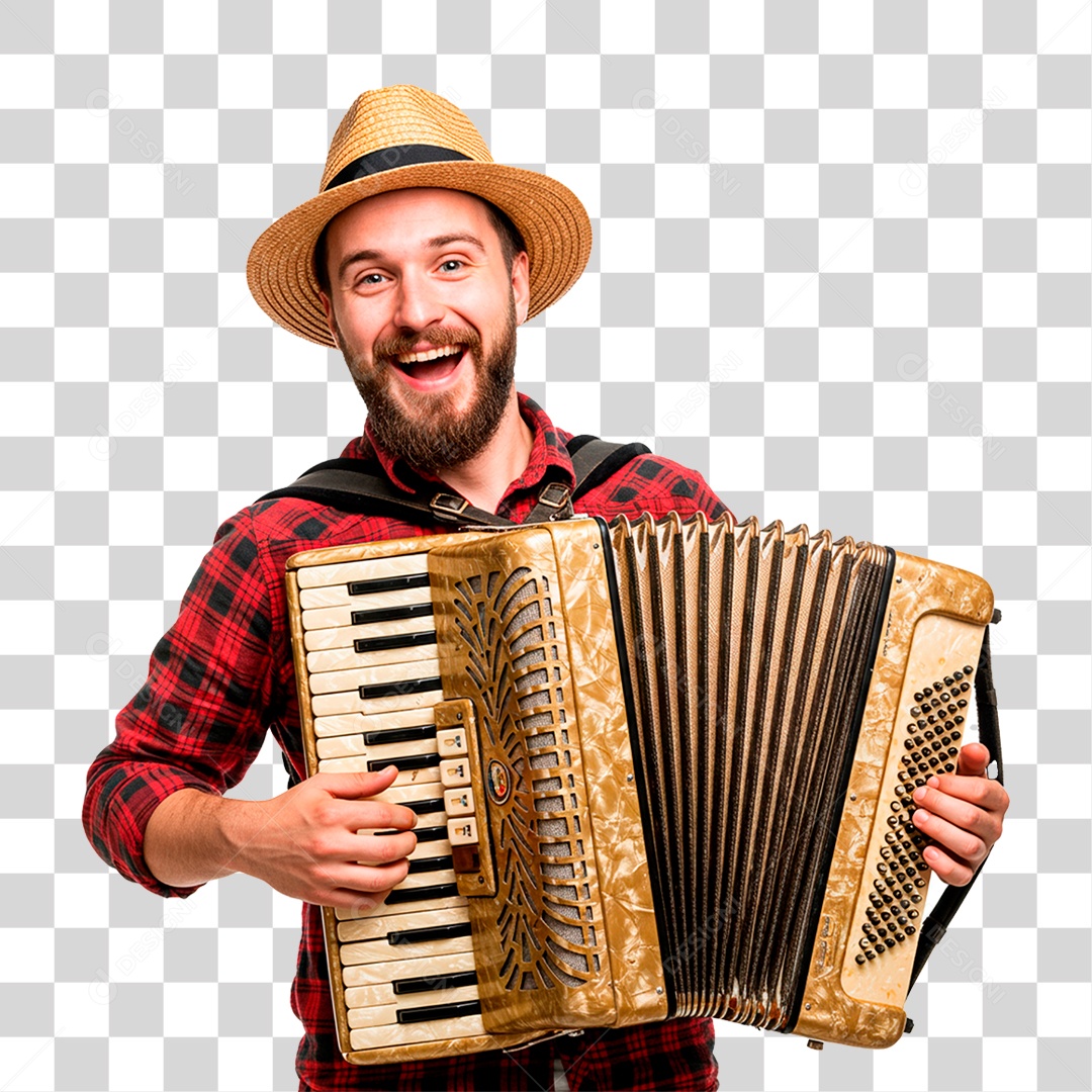 Homem com Sanfona PNG Transparente