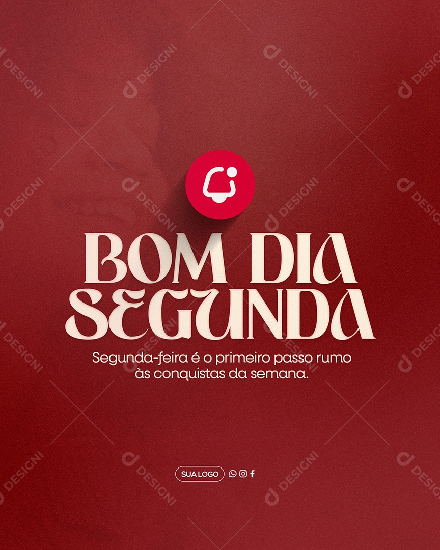Frase Motivacional Bom Dia Segunda Social Media PSD Editável