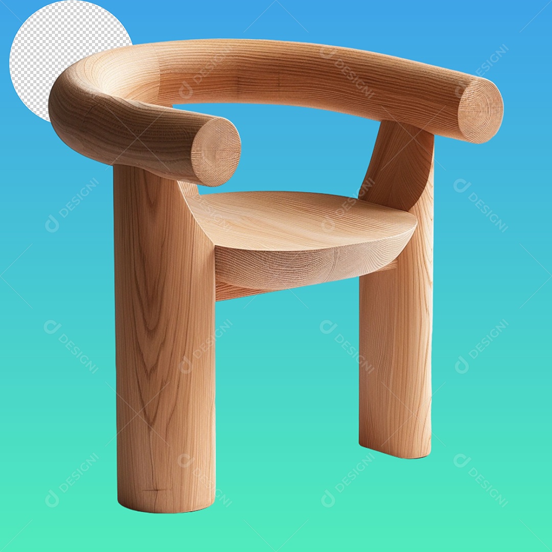 Elemento 3D Cadeira de Madeira Para Composição PSD