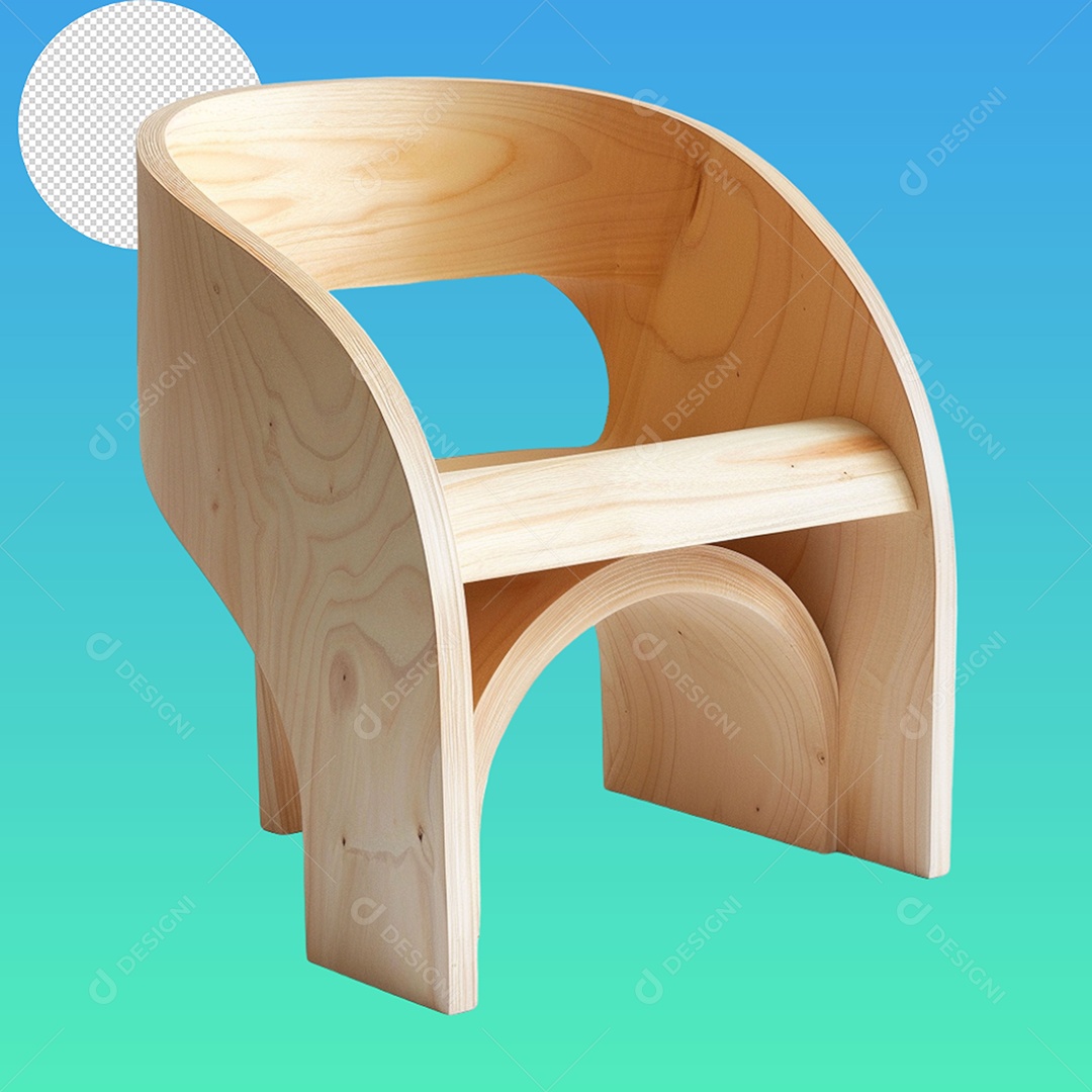 Elemento 3D Cadeira de Madeira Para Composição PSD