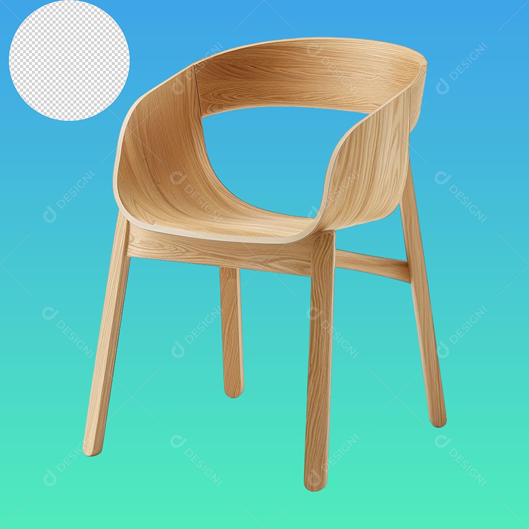 Elemento 3D Cadeira de Madeira Para Composição PSD