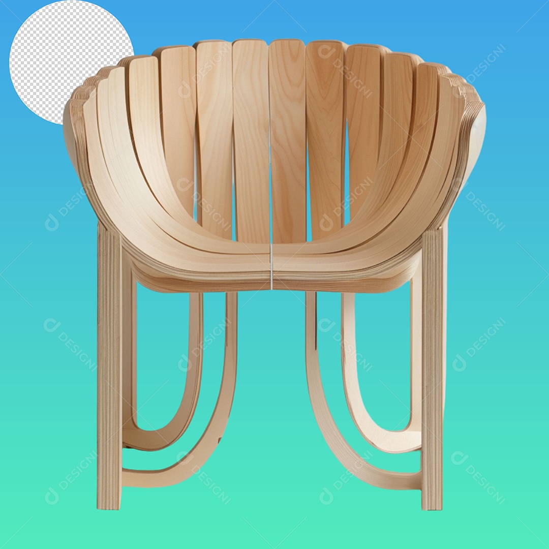 Elemento 3D Cadeira de Madeira Para Composição PSD