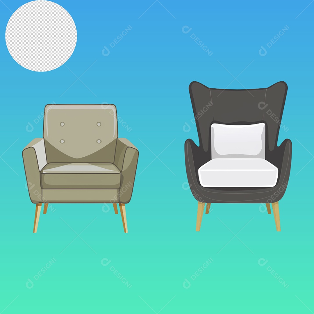 Elemento 3D Cadeiras Para Composição PSD