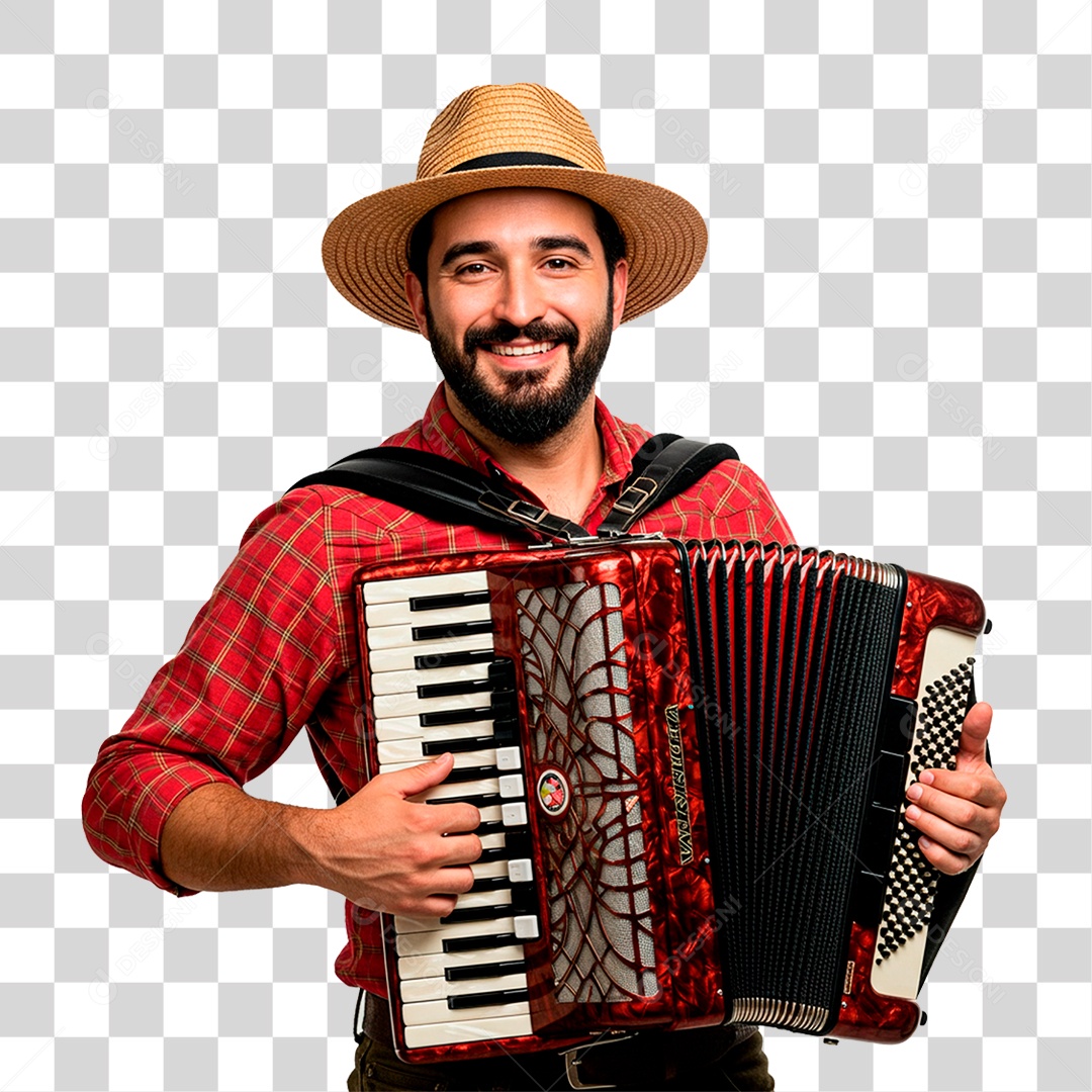 Homem com Sanfona PNG Transparente