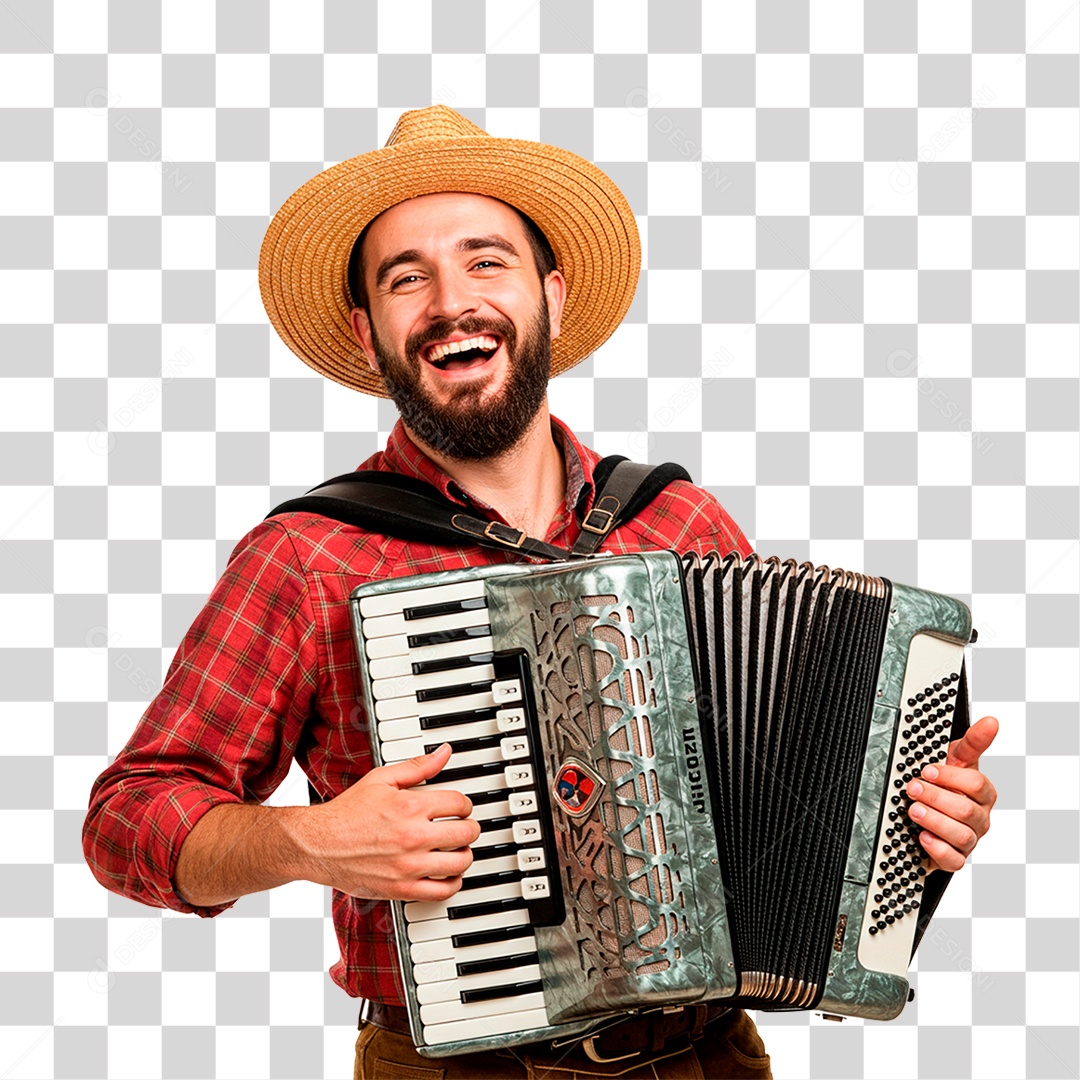 Man with Accordion Transparent PNG