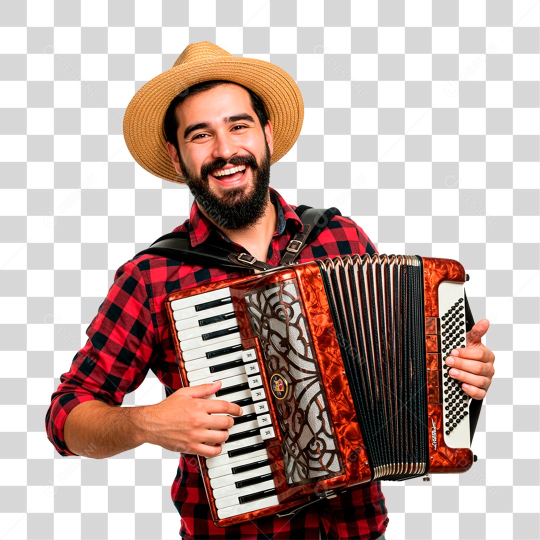 Homem com Sanfona PNG Transparente
